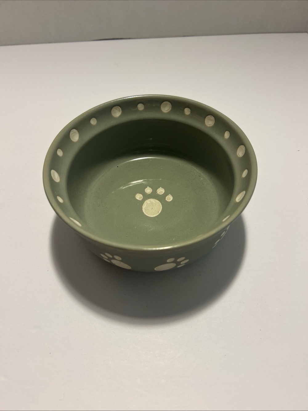 Small Ceramic Light Gray Paw Print Design Pet Bowl By Signature Housewares
